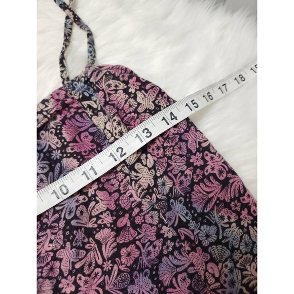 RVCA Womens Crop Top Purple Blue Butterfly Print Sleeveless Spaghetti Strap M - Picture 3 of 6